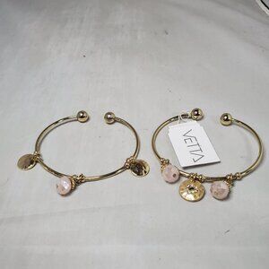 Vetta gold-toned  open-cuff bracelets .set of 2pcs